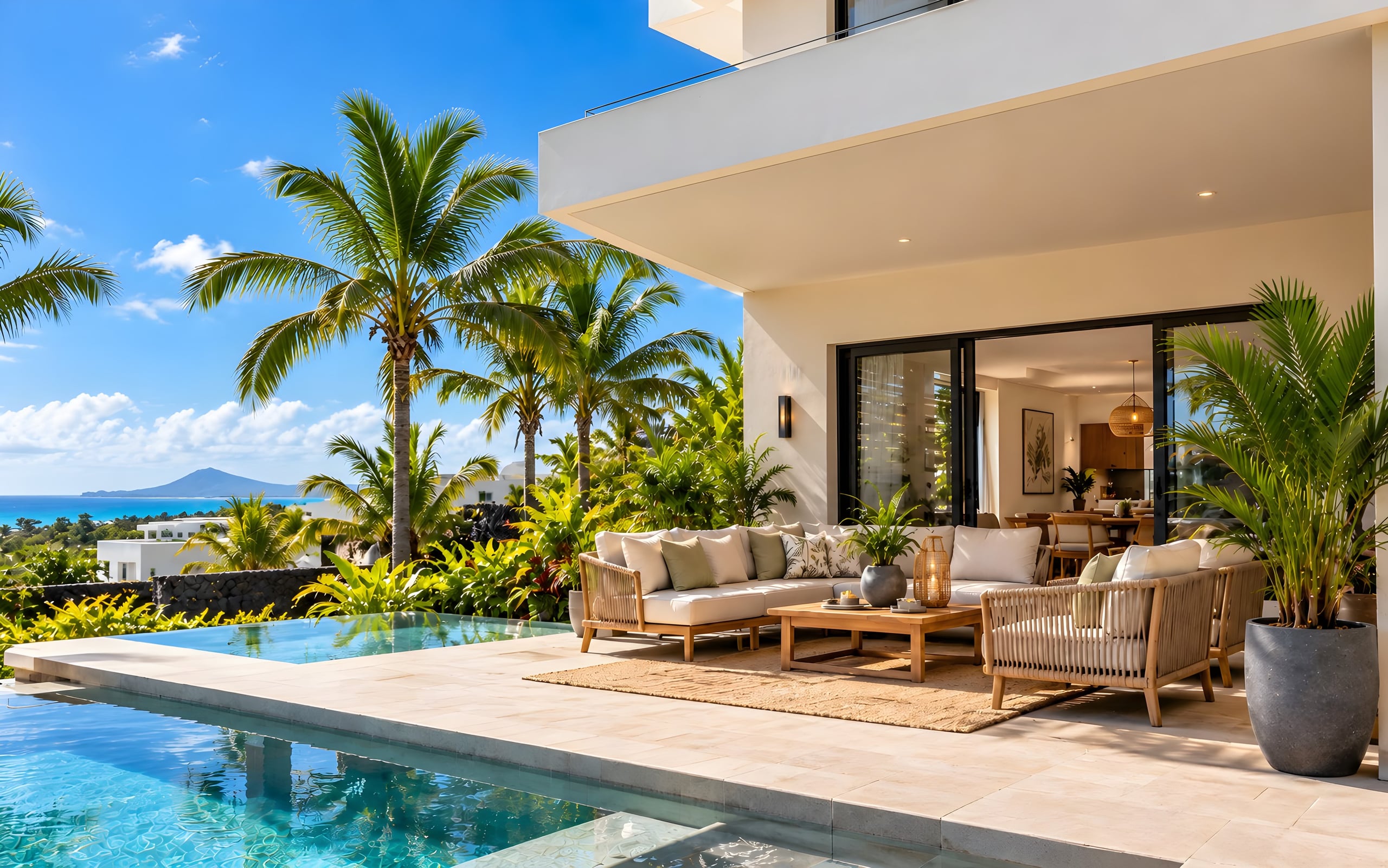 Avant : Terrasse avec piscine avant la pose de la pergola